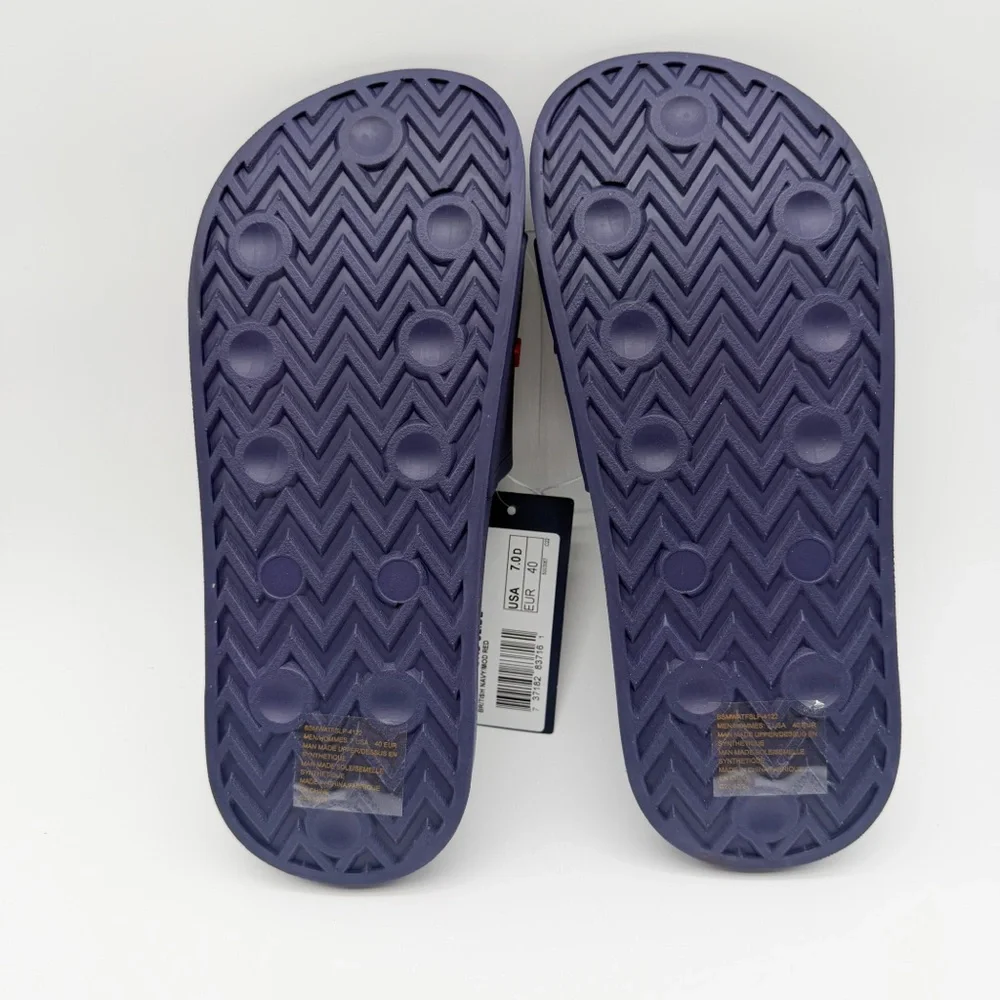 Ben Sherman Waterford Logo Slide Sandals Shower Shoes Mens Casual Blue Red 7 NEW